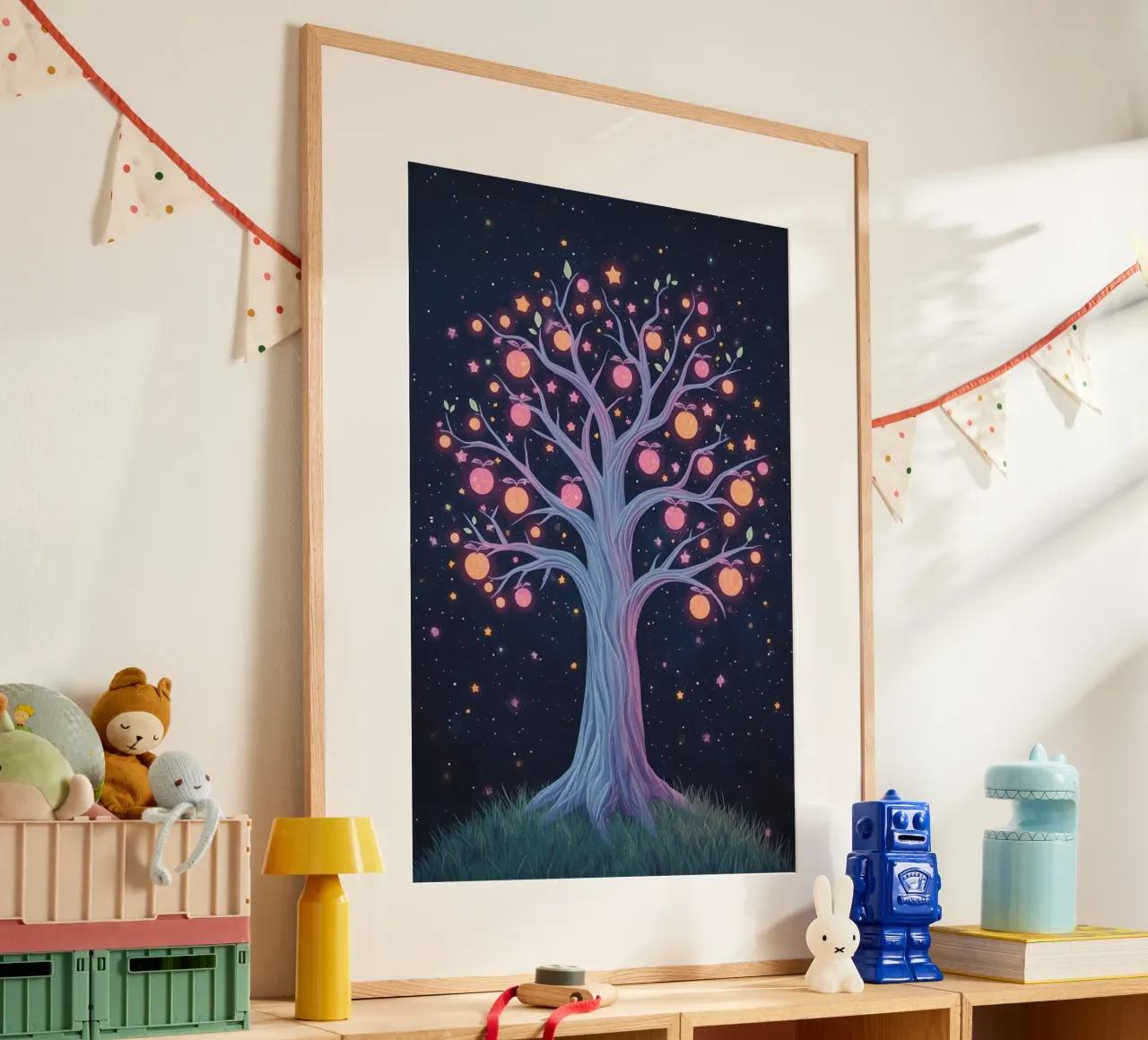 Albero con frutti e stelle luminose carta hahnemühle da DesignDoodle