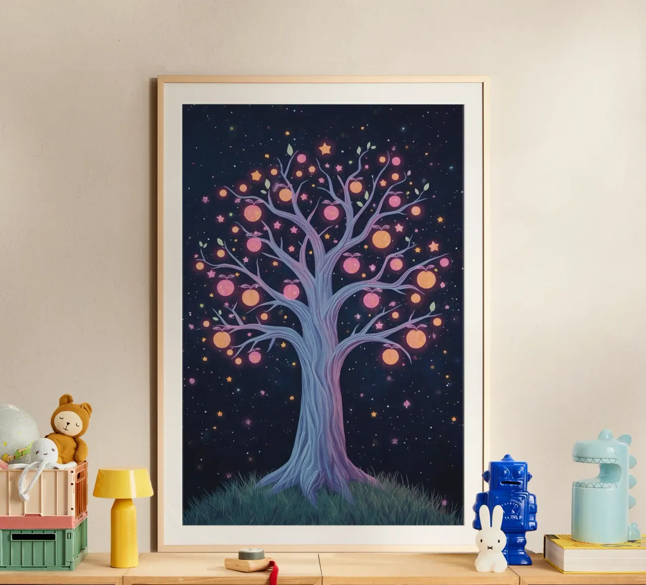 Albero con frutti e stelle luminose carta hahnemühle da DesignDoodle