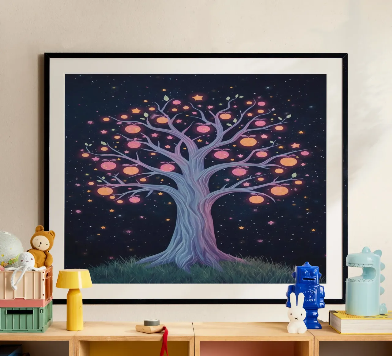 Albero con frutti e stelle luminose carta hahnemühle da DesignDoodle
