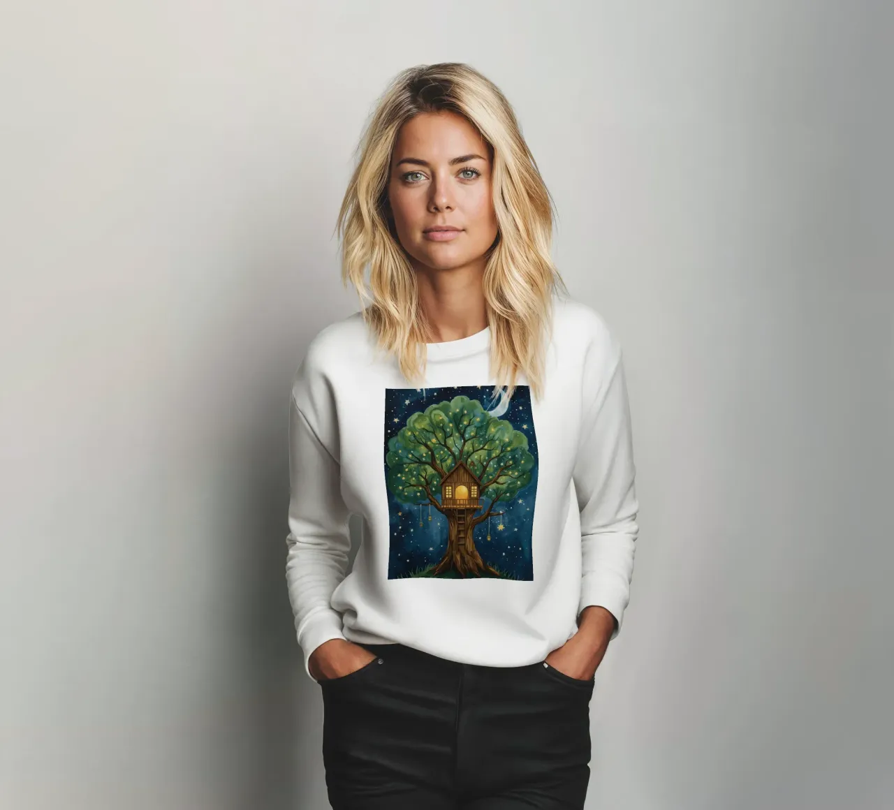 Casa sull'albero nel cielo stellato felpa da DesignDoodle