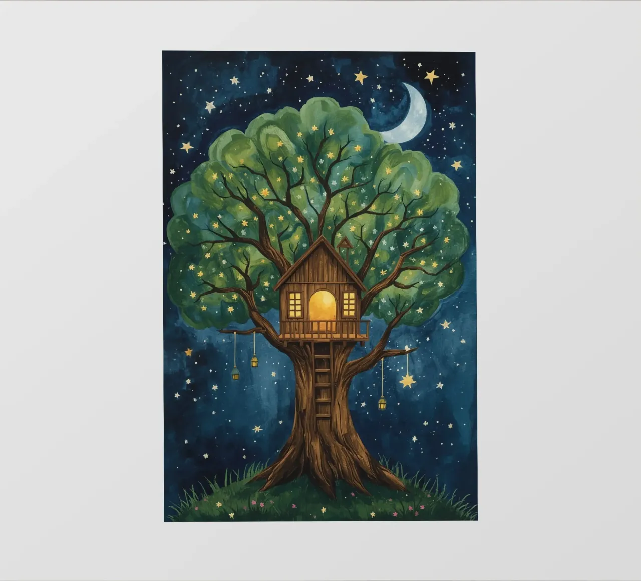 Casa sull'albero nel cielo stellato telo in pvc da DesignDoodle