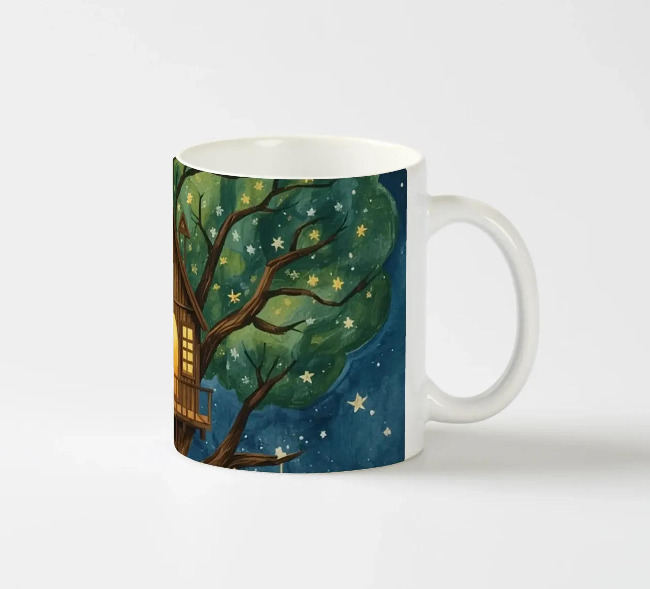 Casa sull'albero nel cielo stellato tazza in ceramica da DesignDoodle