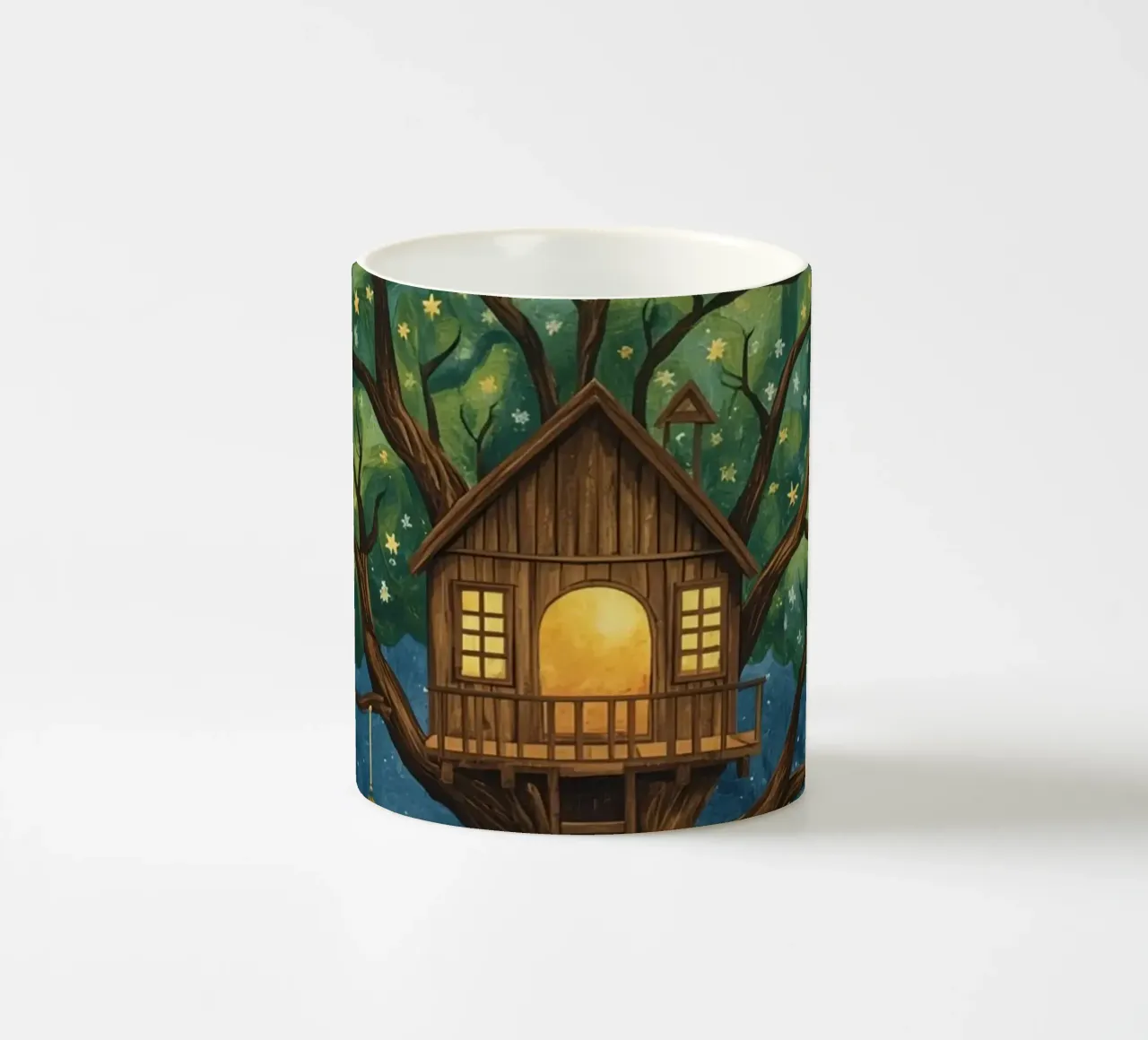 Casa sull'albero nel cielo stellato tazza in ceramica da DesignDoodle