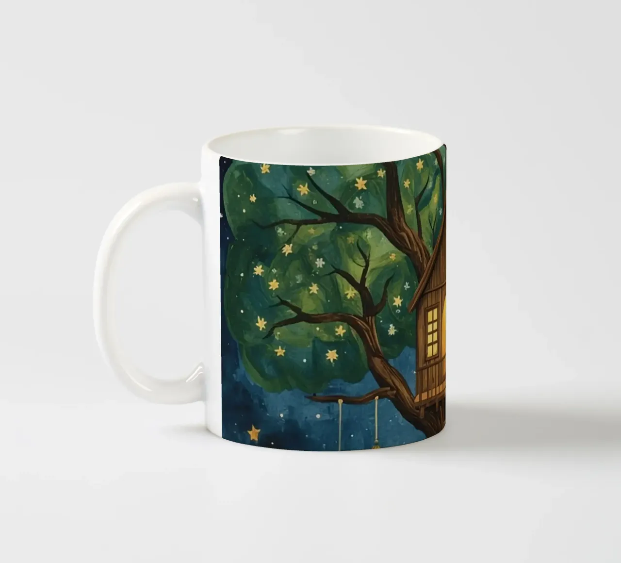 Casa sull'albero nel cielo stellato tazza in ceramica da DesignDoodle