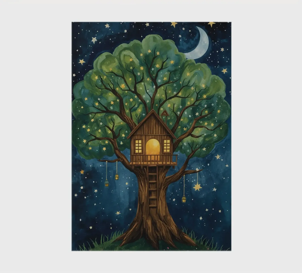 Treehouse in Starry Night Sky notebook by DesignDoodle