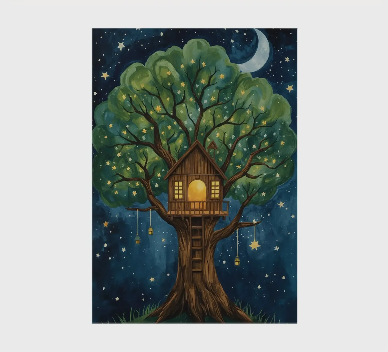 Treehouse in Starry Night Sky notebook by DesignDoodle