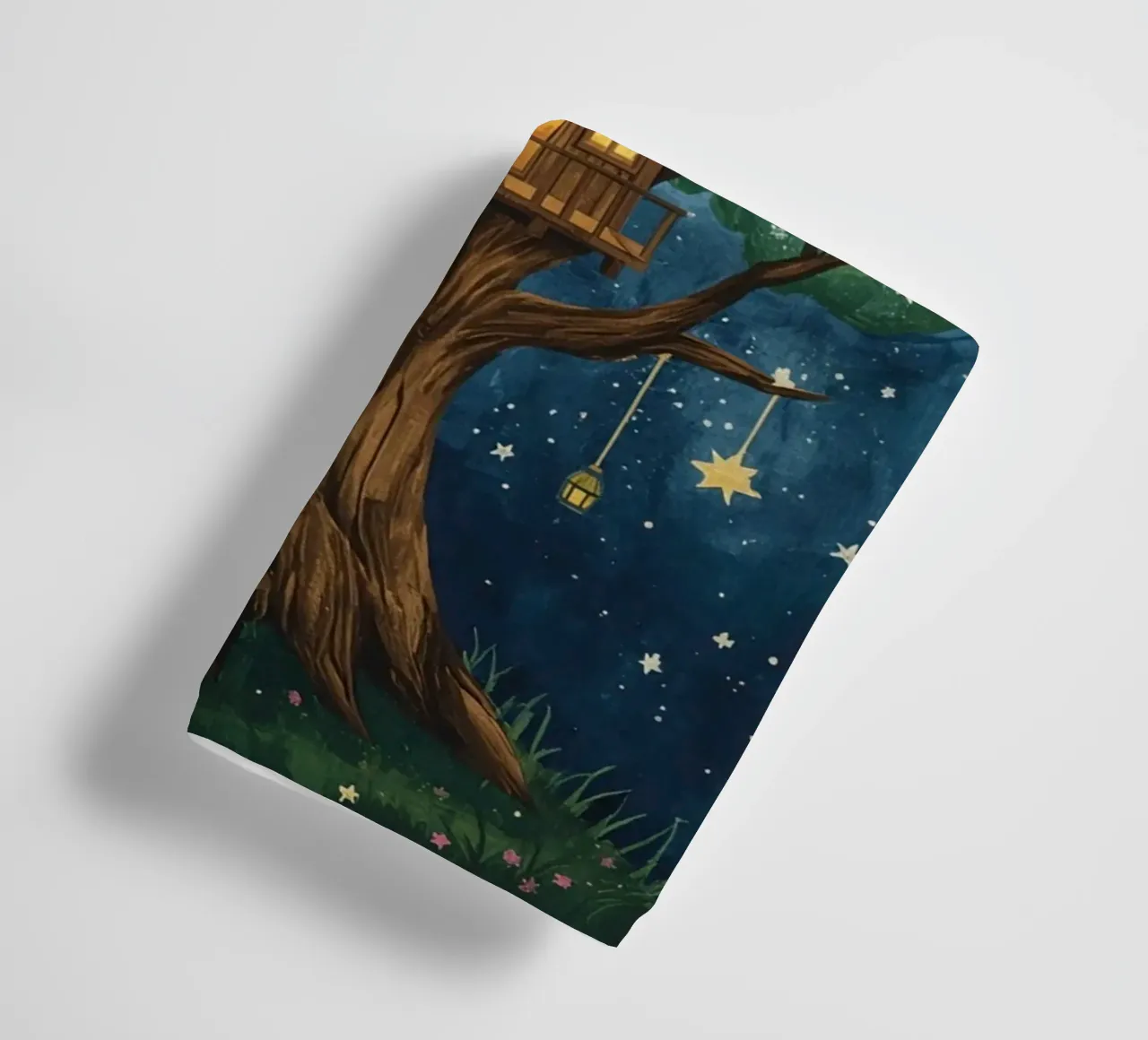 Treehouse in Starry Night Sky towel by DesignDoodle