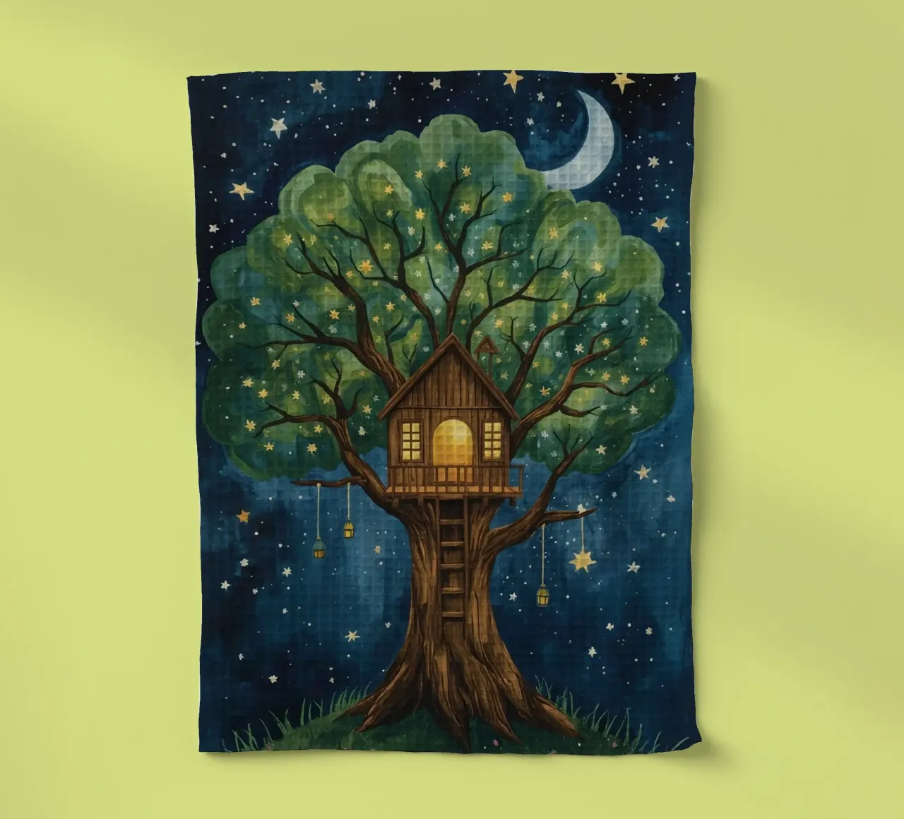 Maison dans le ciel étoilé torchon de DesignDoodle