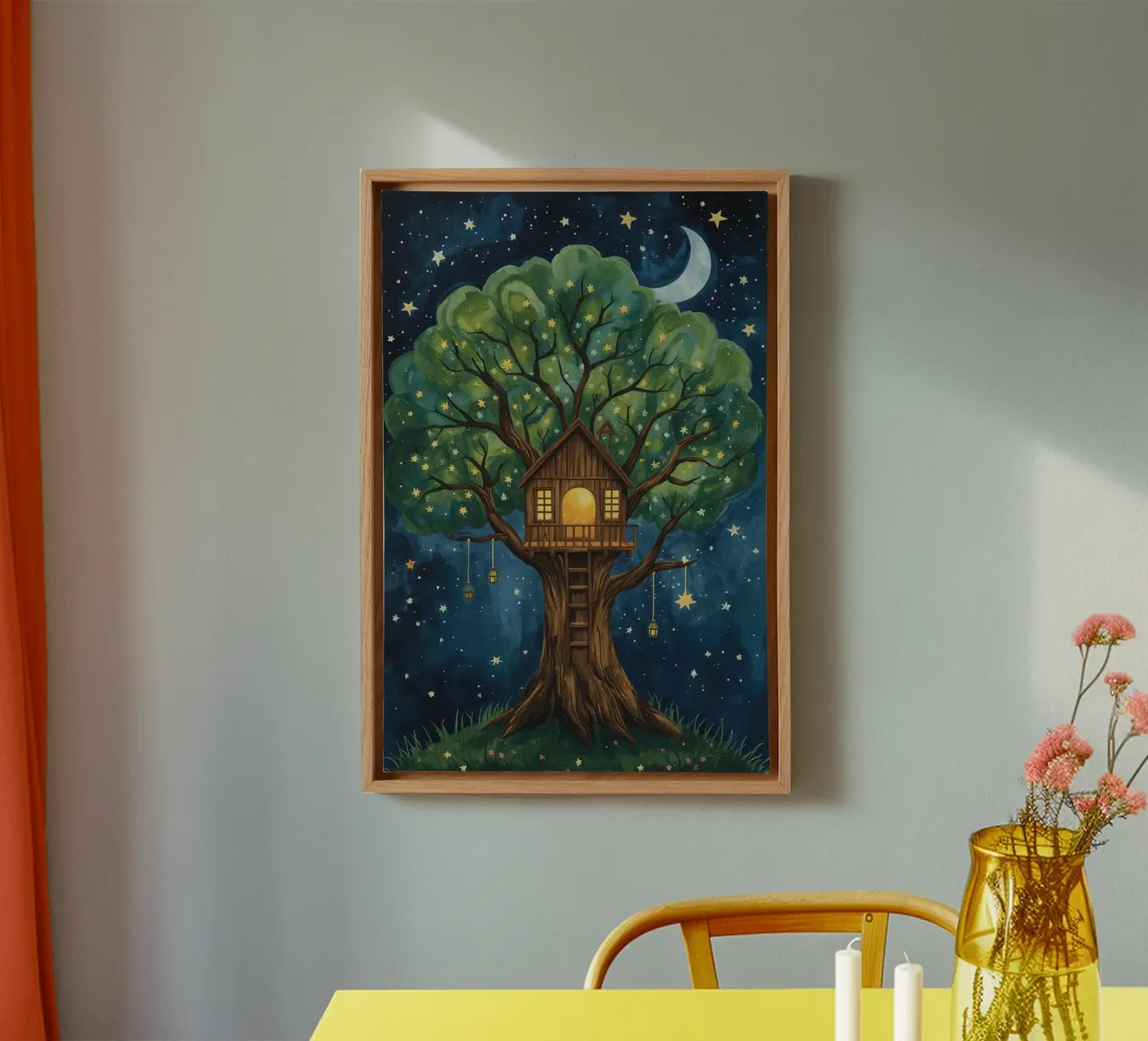 Treehouse in Starry Night Sky canvas by DesignDoodle