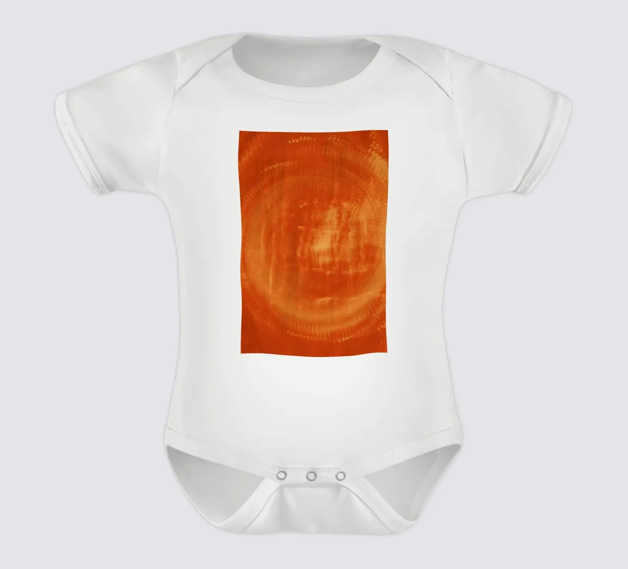 Abstraktes dynamisches Muster in orange und rot. Kurzarm Babybody von Something for you