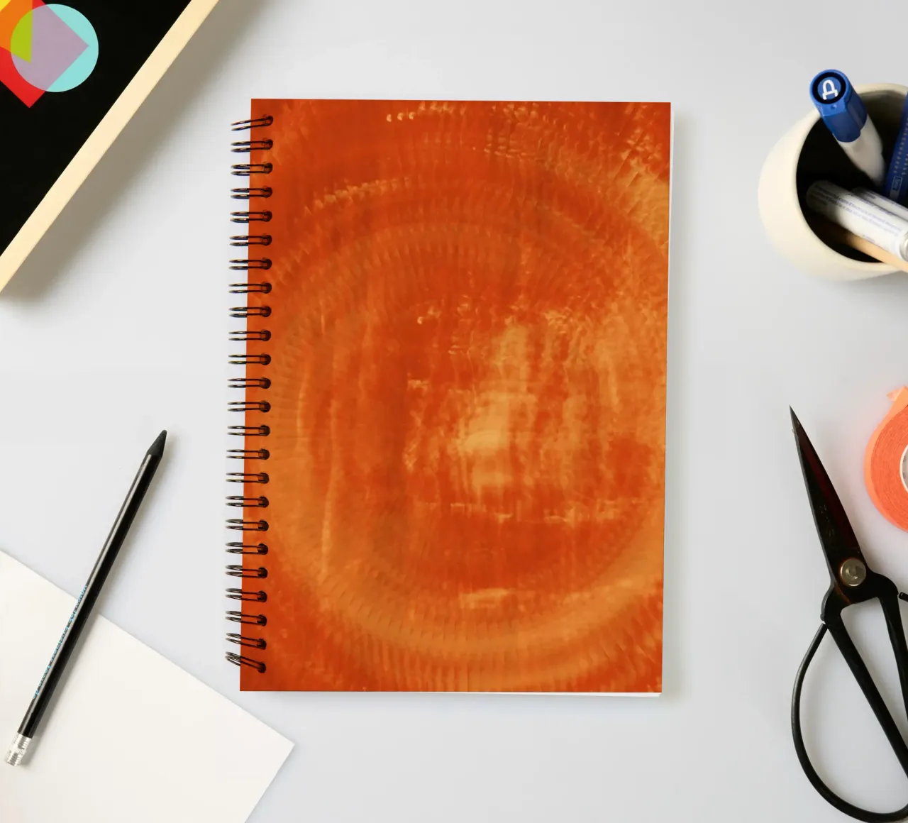 Abstract dynamic pattern in orange and red. spiral notebook by Something for you