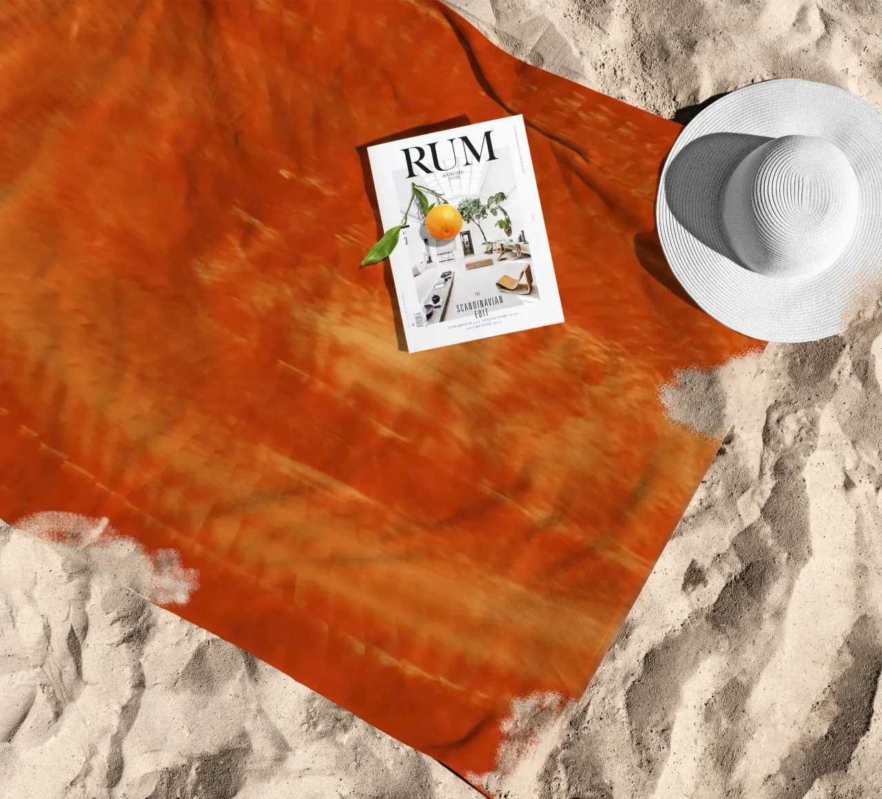 Modello dinamico astratto in arancione e rosso. telo mare da Something for you