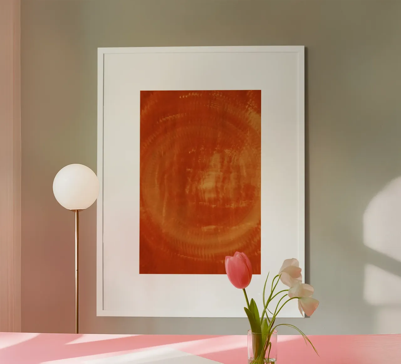 Motif dynamique abstrait en orange et rouge. hahnemühle de Something for you
