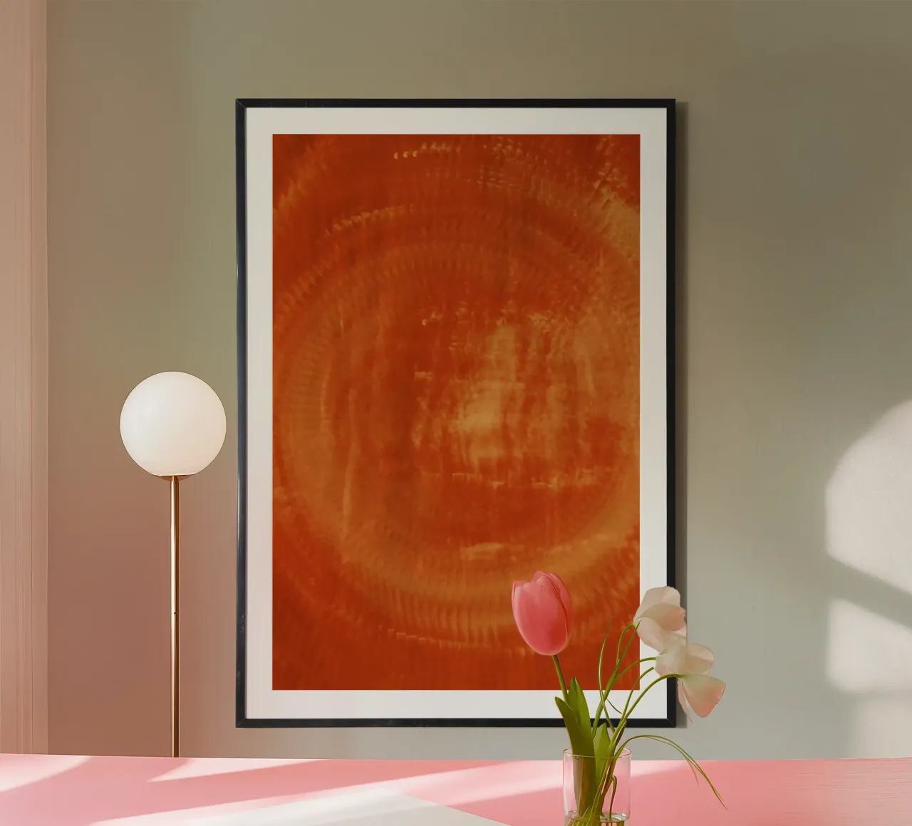 Motif dynamique abstrait en orange et rouge. hahnemühle de Something for you