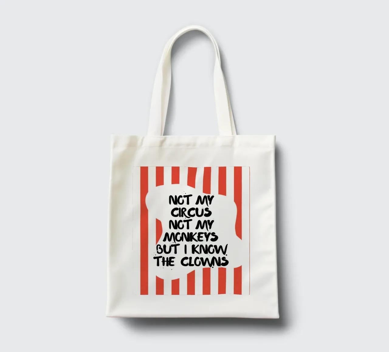 NON È IL MIO CIRCO, NON SONO LE MIE SCIMMIE, MA CONOSCO I PAGLIACCI. borsa in juta da ArtDesign by KBK