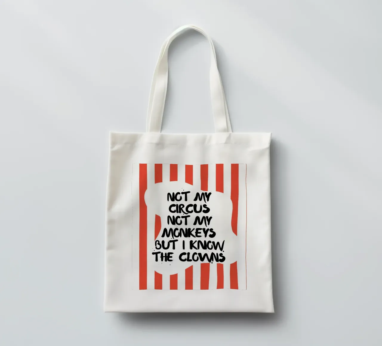 NON È IL MIO CIRCO, NON SONO LE MIE SCIMMIE, MA CONOSCO I PAGLIACCI. borsa in juta da ArtDesign by KBK