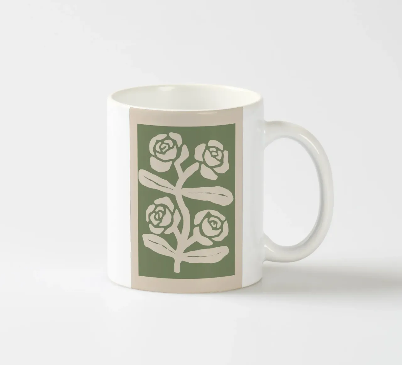 Sage Green Abstract Rose Botanical Print ceramic mug by Melloi Art Print