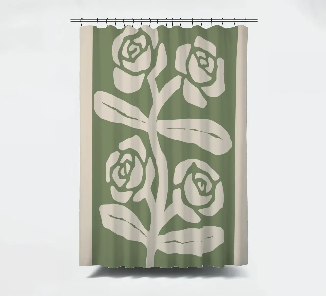 Sage Green Abstract Rose Botanical Print shower curtain by Melloi Art Print