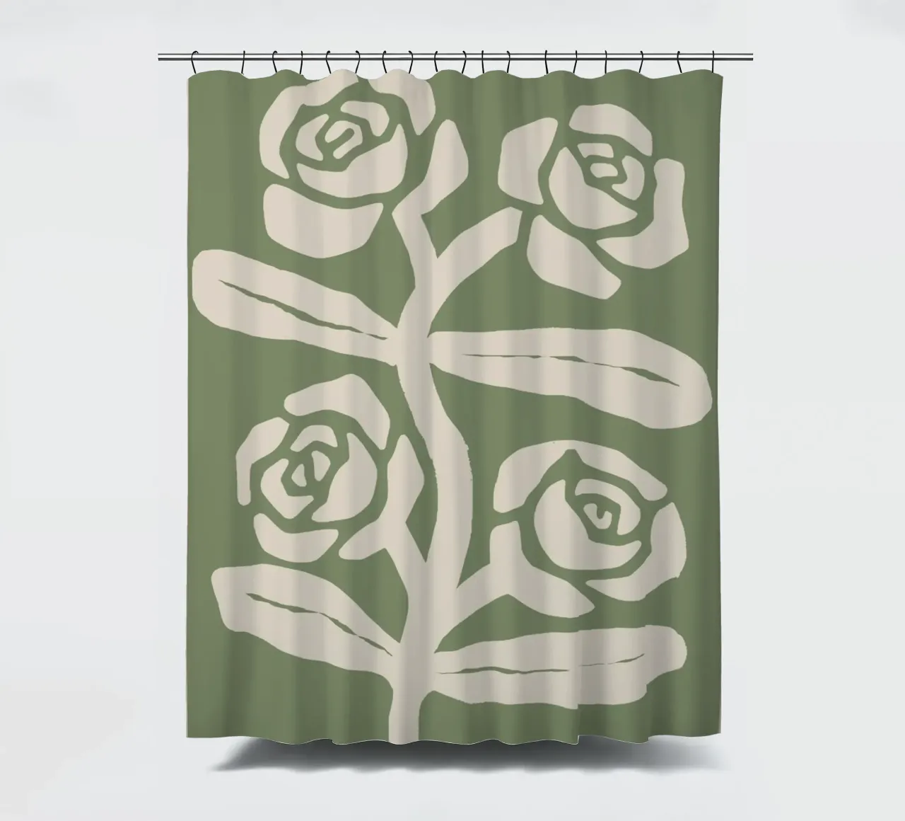 Sage Green Abstract Rose Botanical Print shower curtain by Melloi Art Print