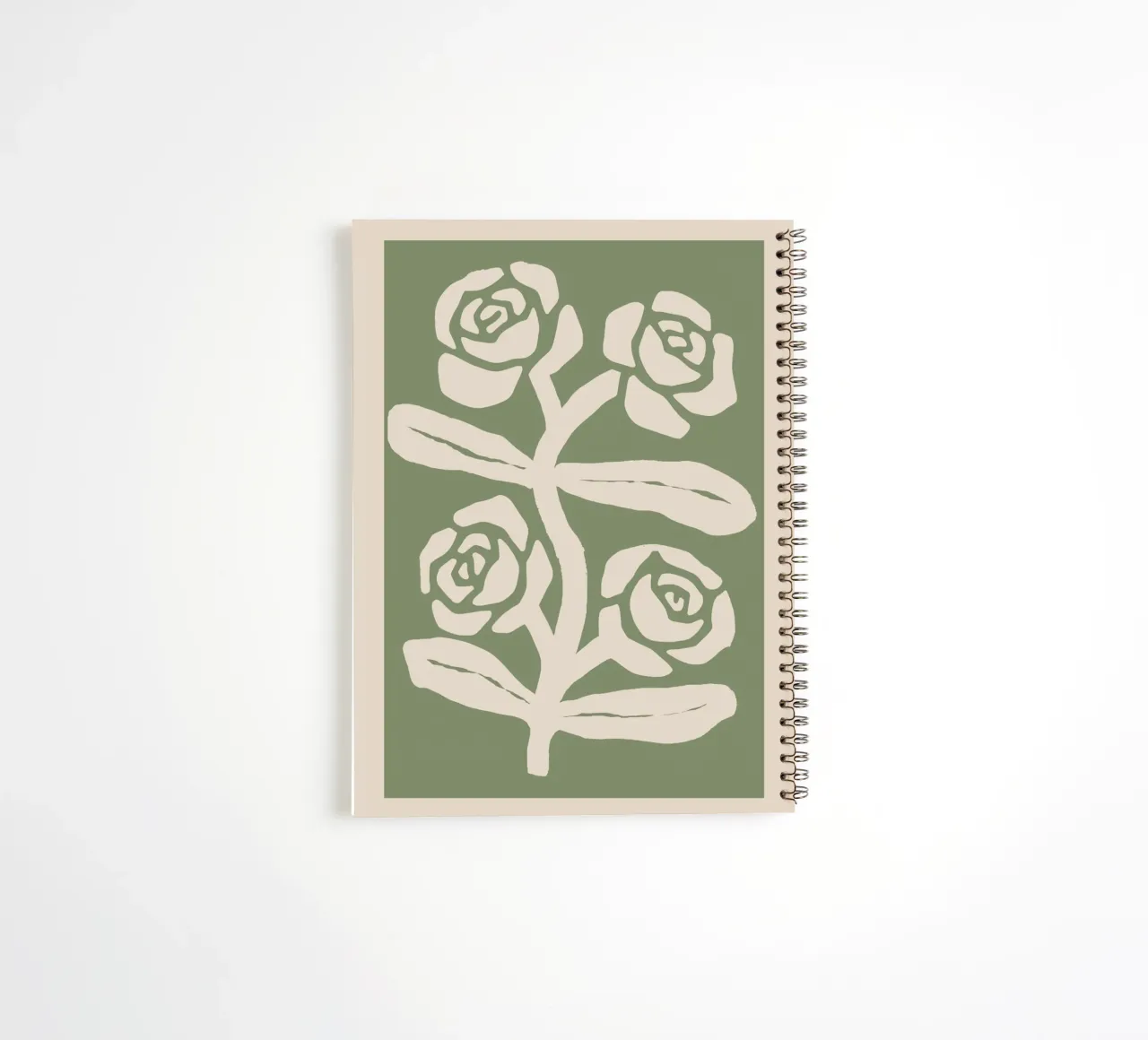 Sage Green Abstract Rose Botanical Print spiral notebook by Melloi Art Print