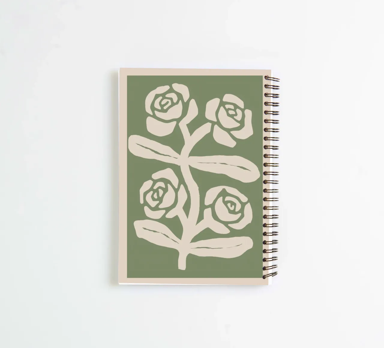 Sage Green Abstract Rose Botanical Print spiral notebook by Melloi Art Print