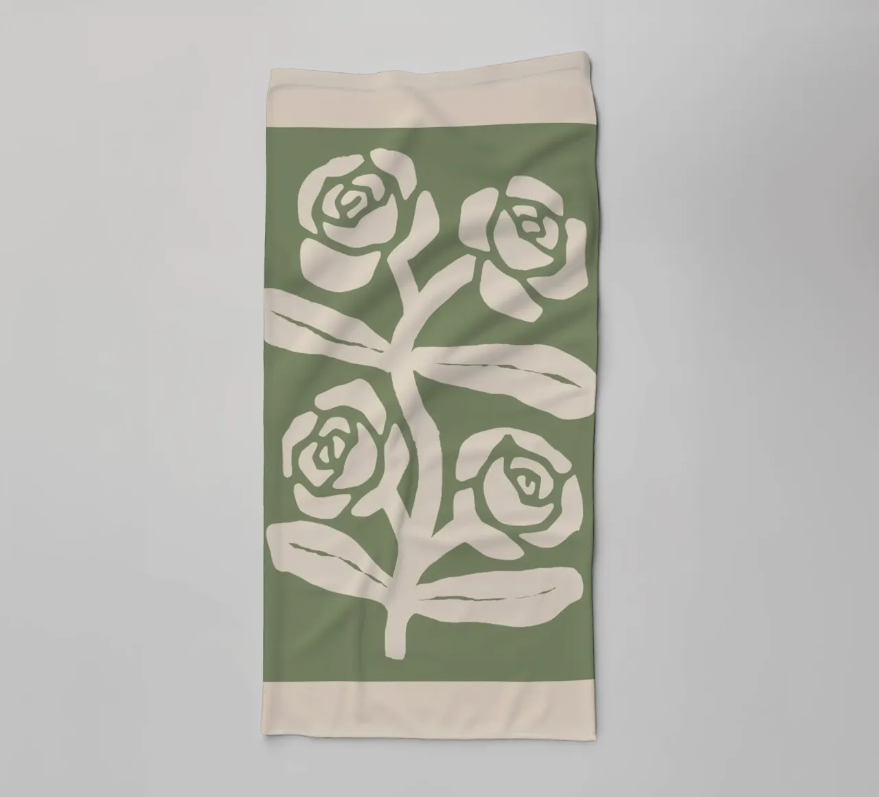 Sage Green Abstract Rose Botanical Print towel by Melloi Art Print
