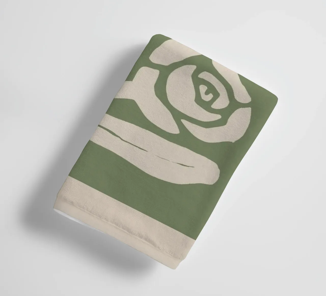 Sage Green Abstract Rose Botanical Print towel by Melloi Art Print