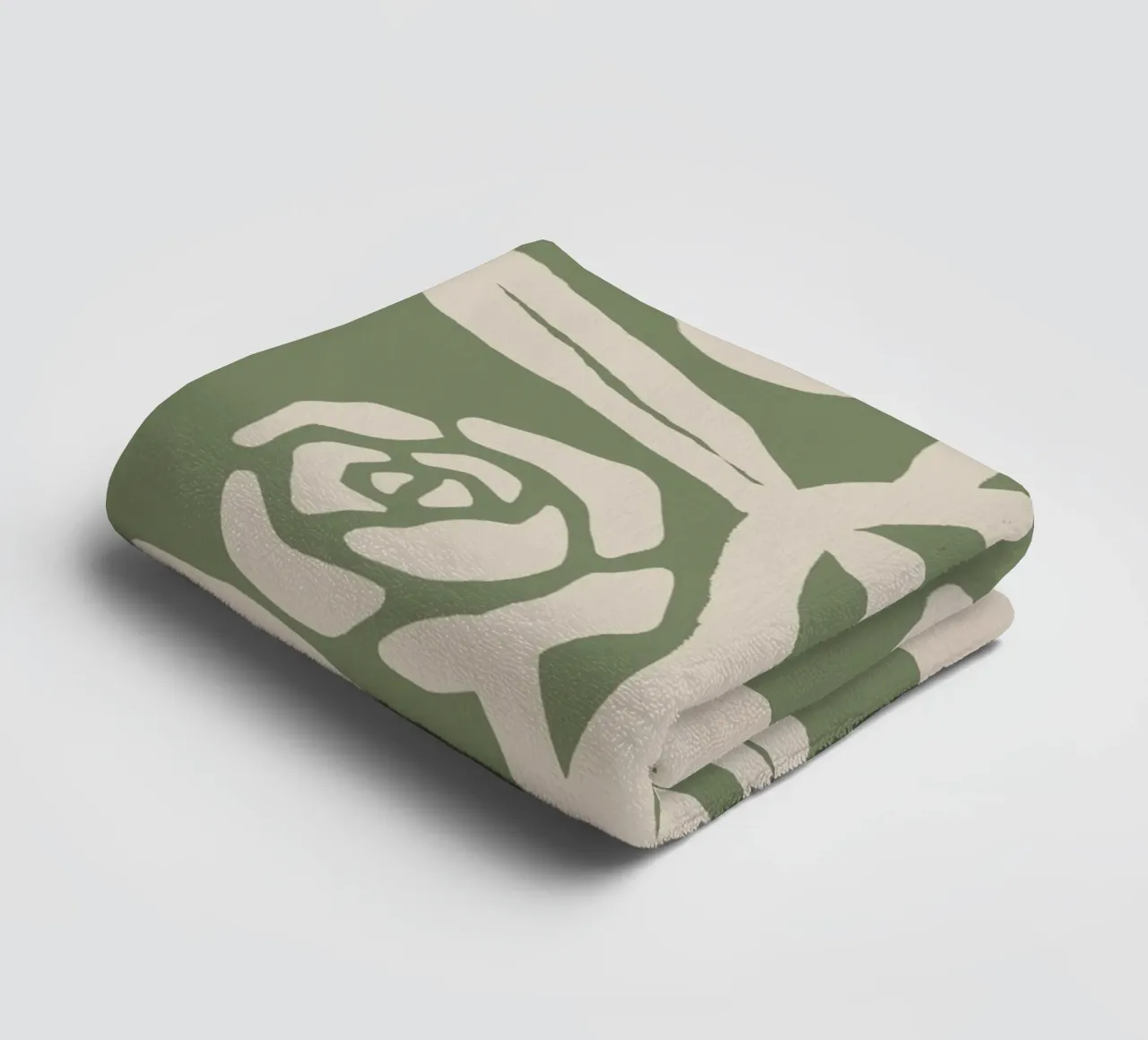Sage Green Abstract Rose Botanical Print towel by Melloi Art Print