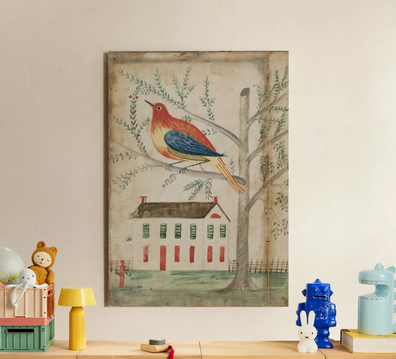 House and Bird on a Tree alluminio dibond da vintageshop