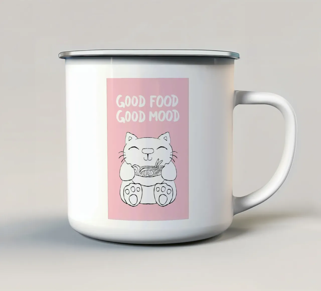 Good food kawaii cat tazza in smalto da BAINAI