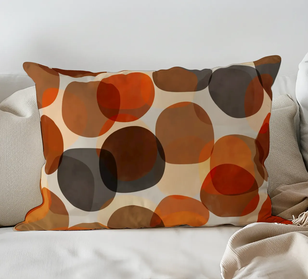 Autumn Stones | Minimalist Fall Colored Shapes Abstract cuscino da sabidussi