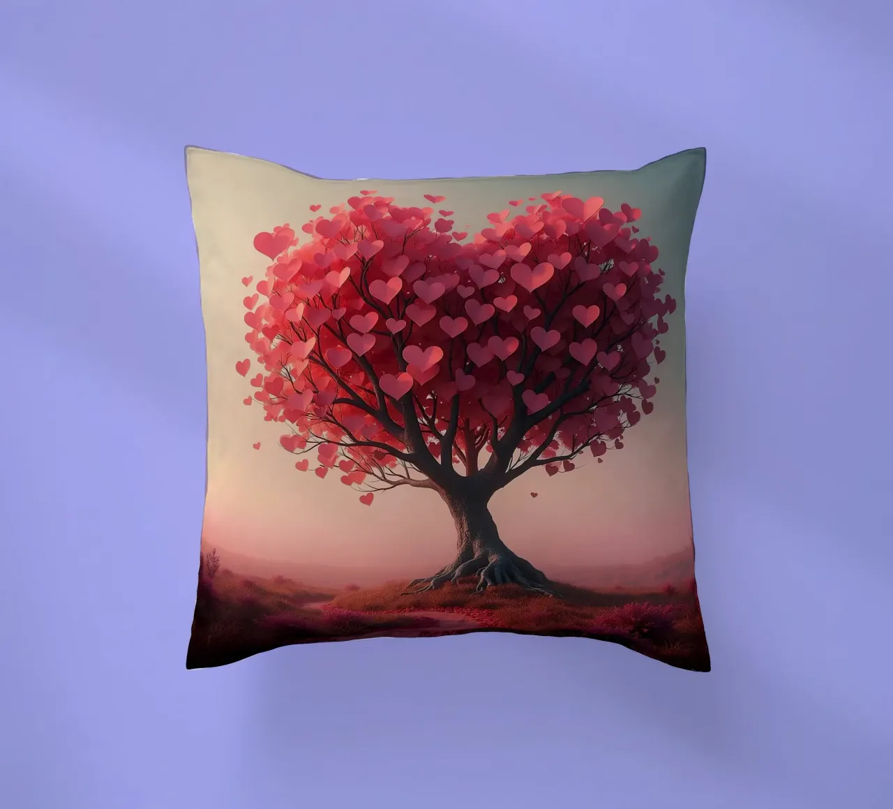 Albero con cuori_1 cuscino da Pink- und LoveArt by LK