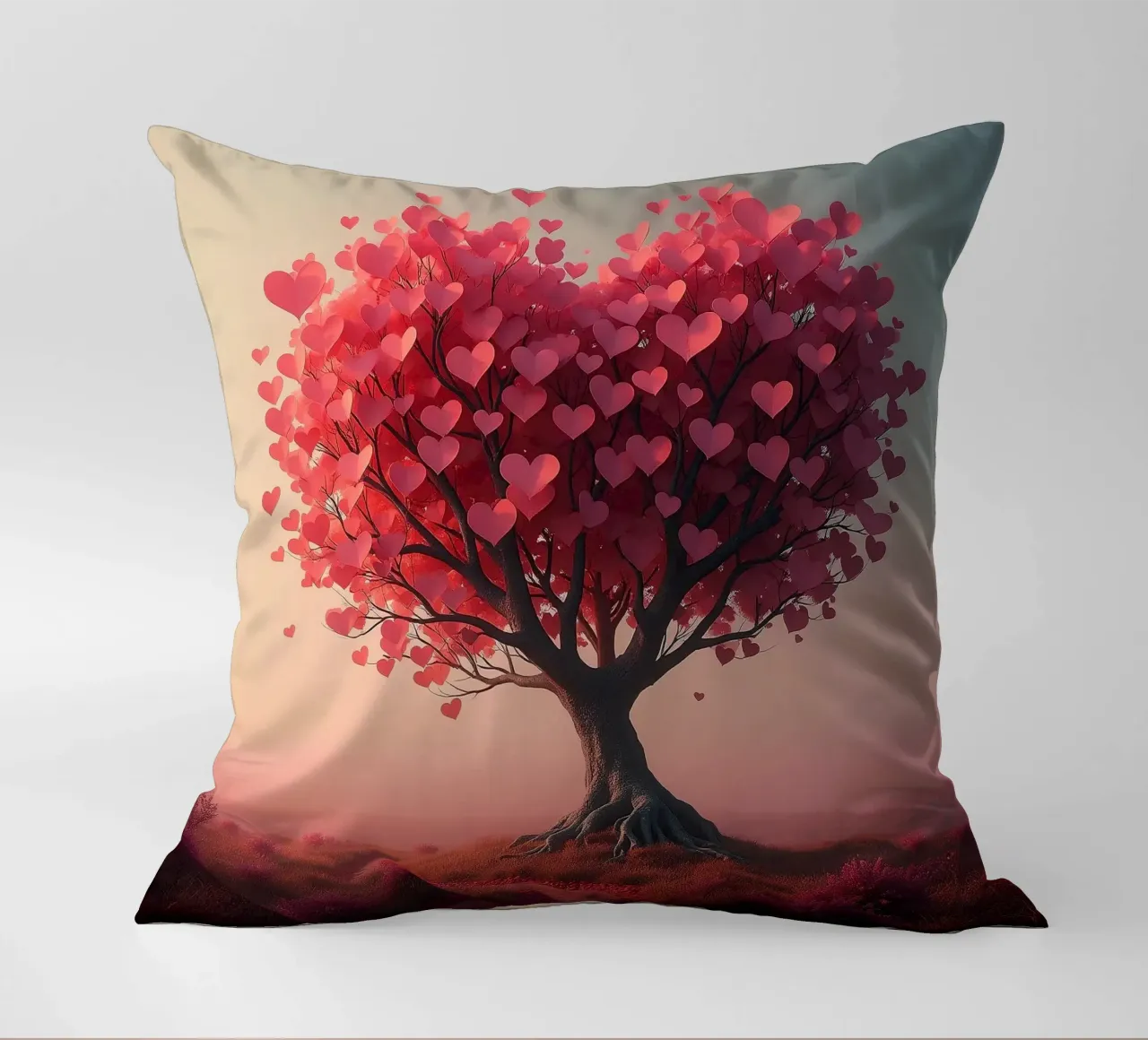 Albero con cuori_1 cuscino da Pink- und LoveArt by LK