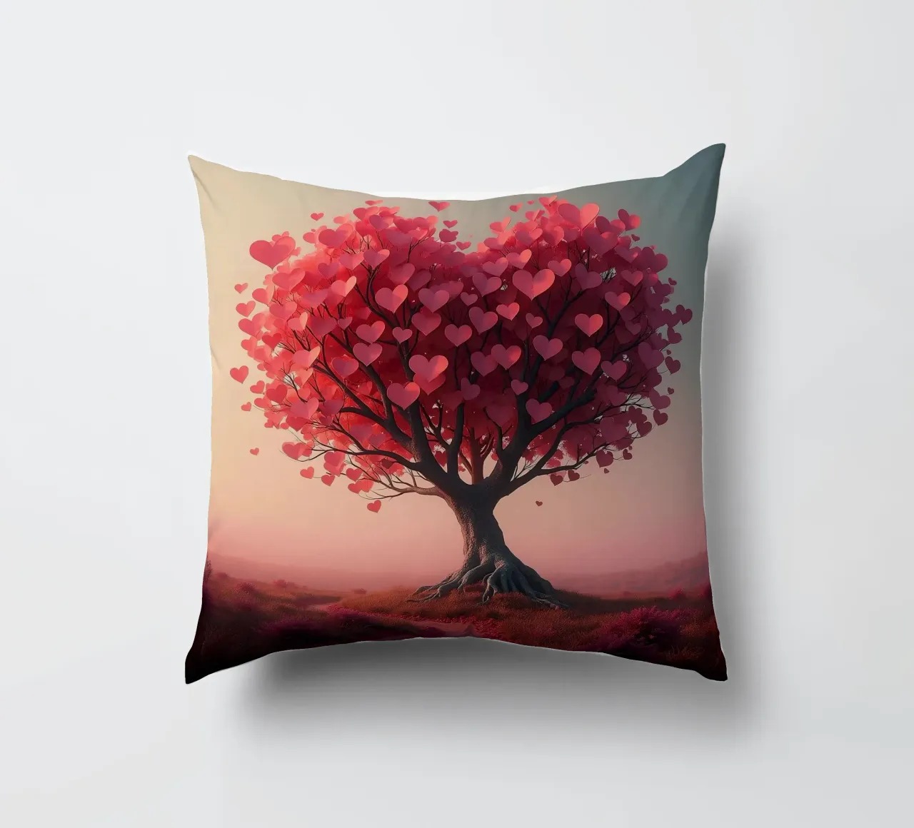 Albero con cuori_1 cuscino da Pink- und LoveArt by LK