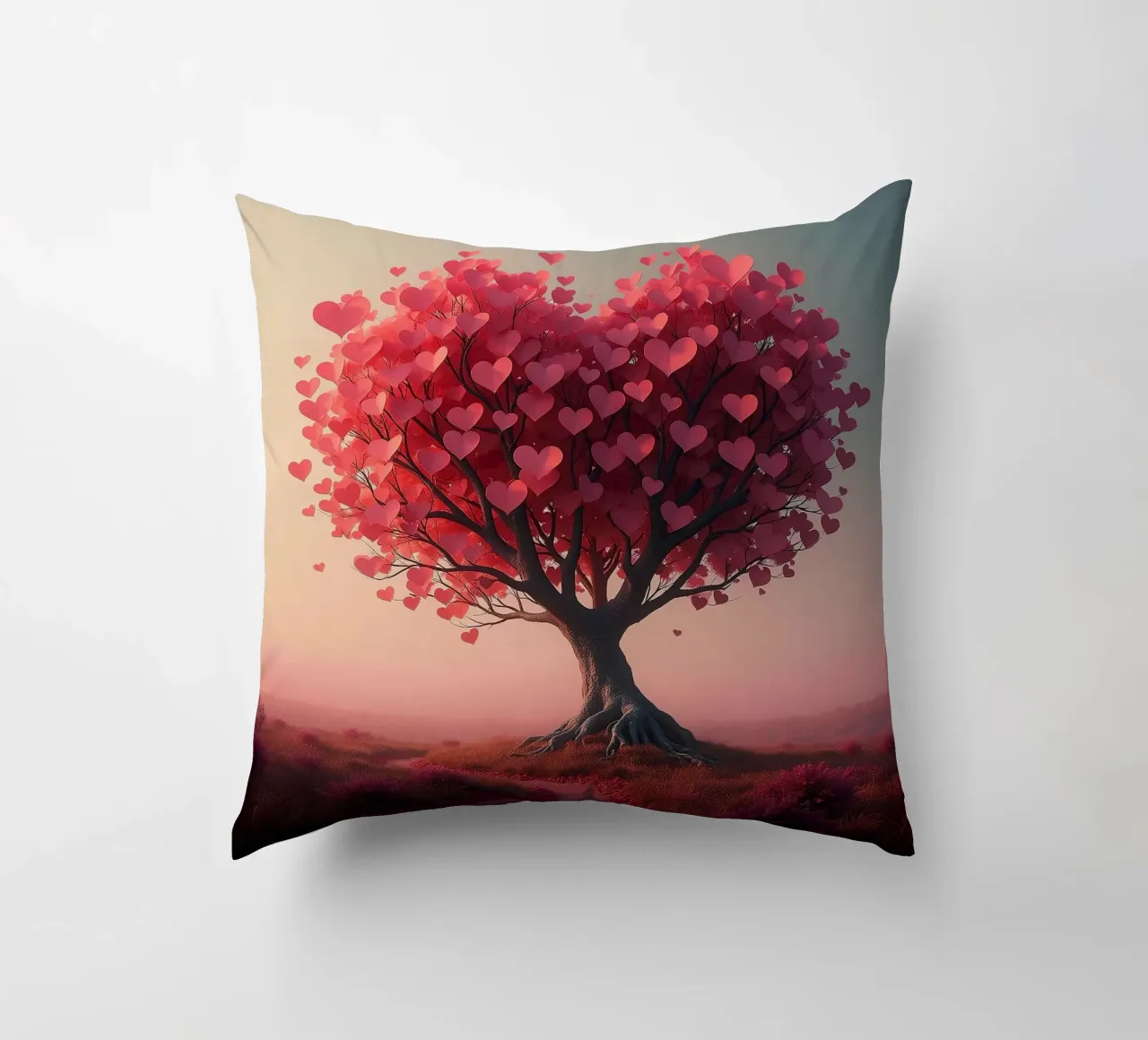 Albero con cuori_1 cuscino da Pink- und LoveArt by LK