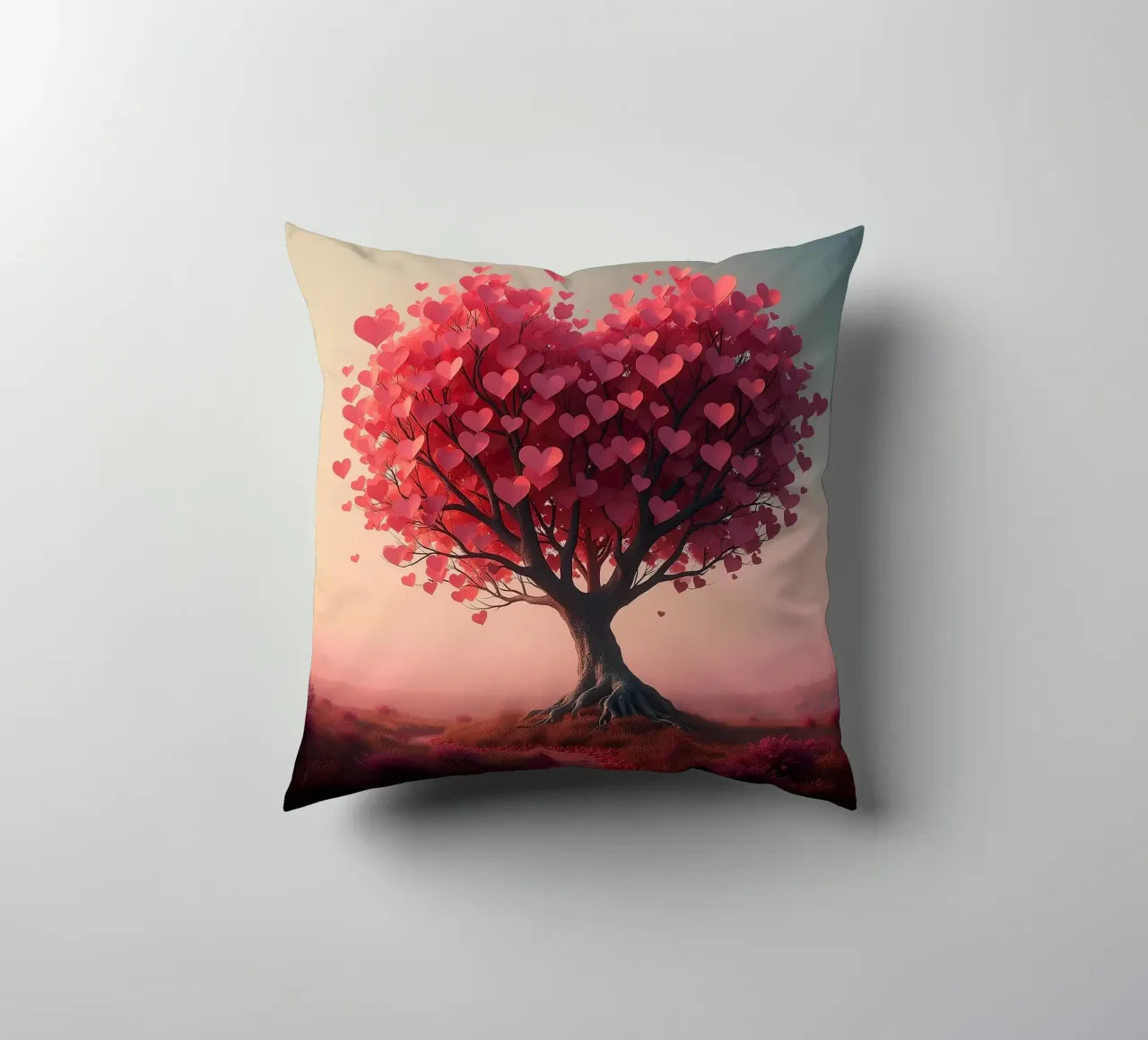Albero con cuori_1 cuscino da Pink- und LoveArt by LK