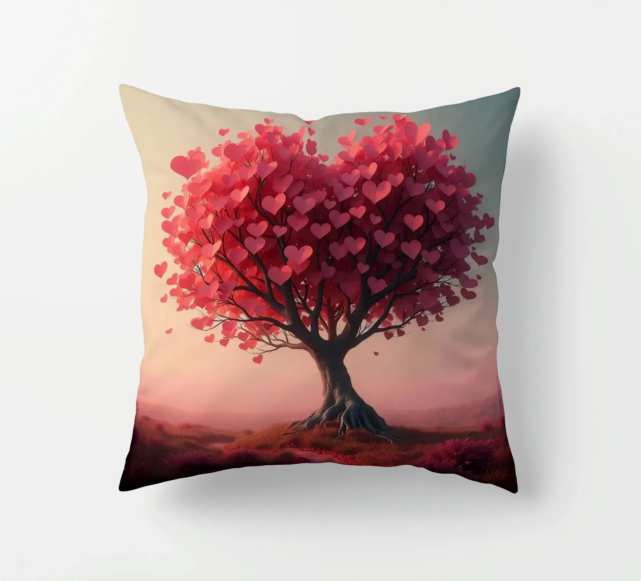 Albero con cuori_1 cuscino da Pink- und LoveArt by LK