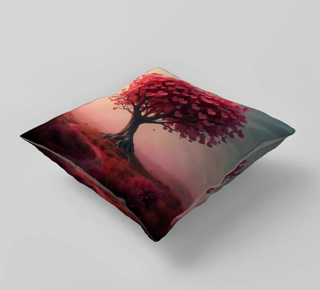 Albero con cuori_1 cuscino da Pink- und LoveArt by LK