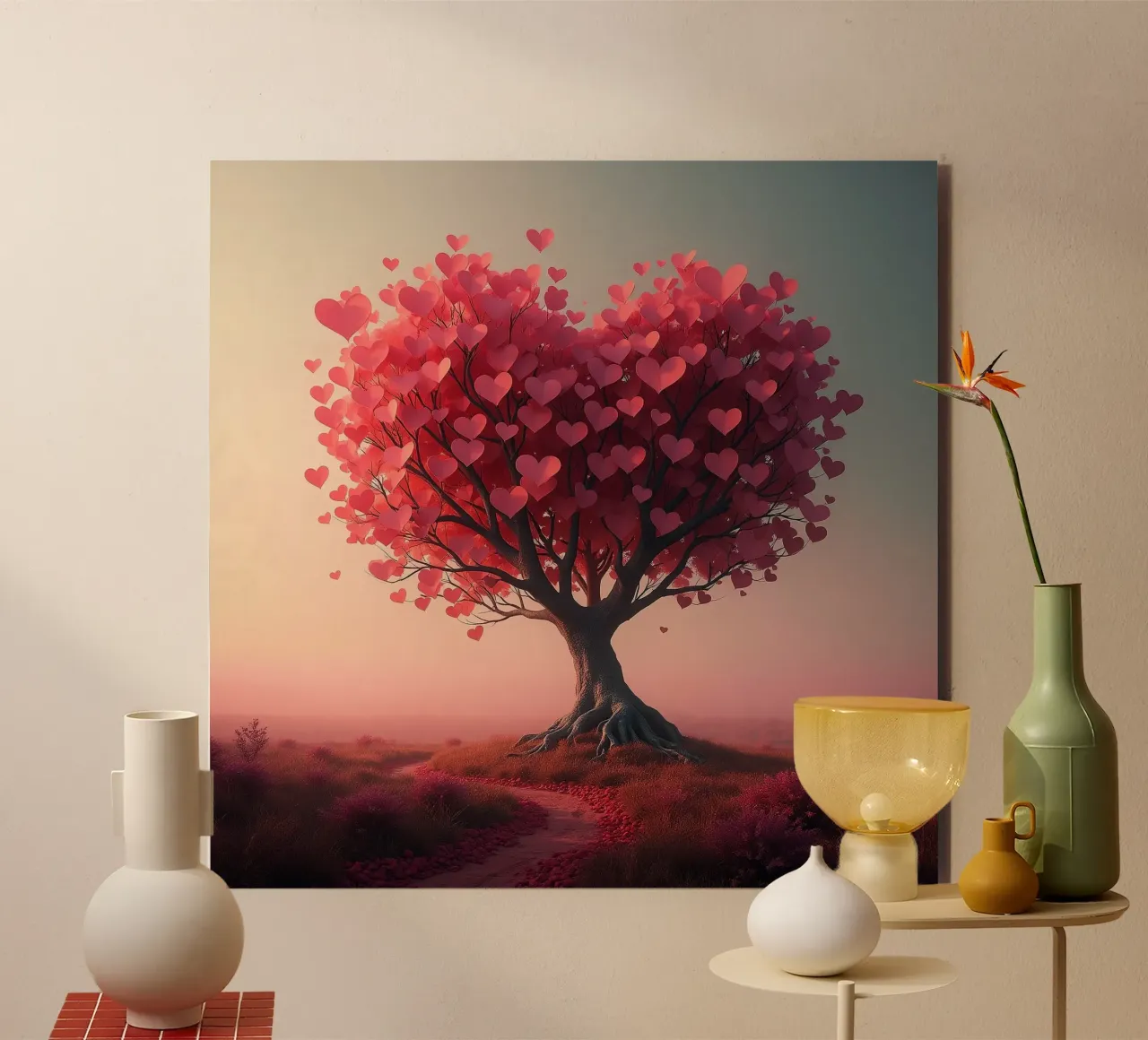 Albero con cuori_1 alluminio dibond da Pink- und LoveArt by LK
