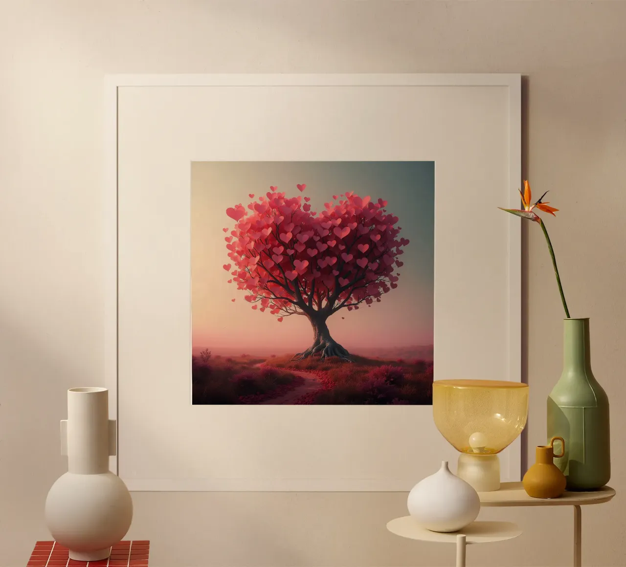 Albero con cuori_1 carta hahnemühle da Pink- und LoveArt by LK