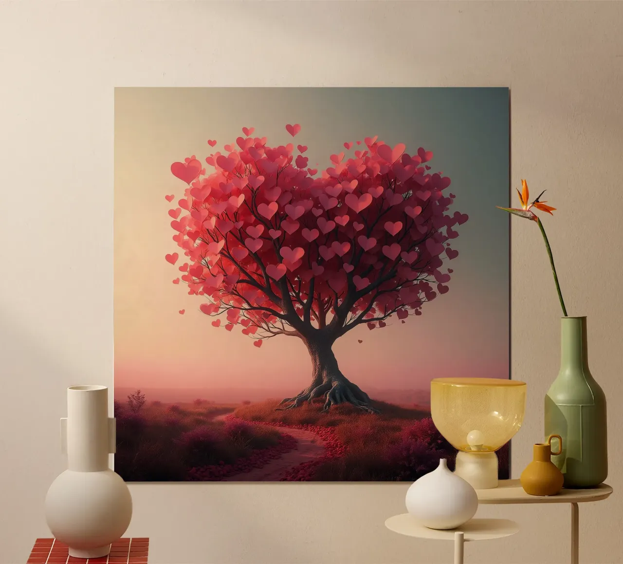 Albero con cuori_1 carta hahnemühle da Pink- und LoveArt by LK