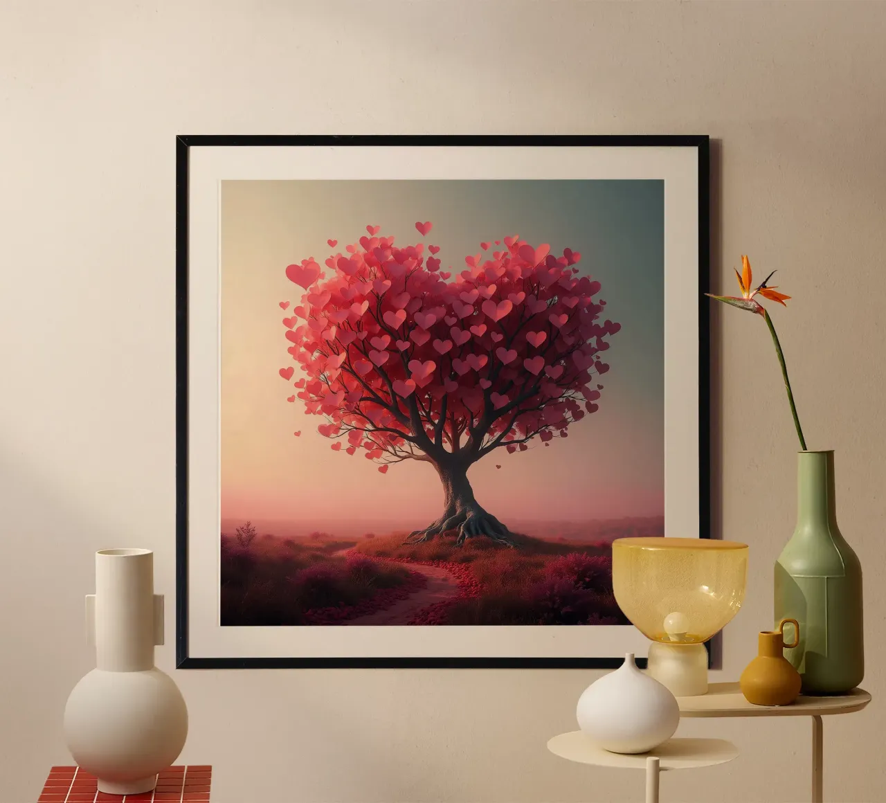 Albero con cuori_1 carta hahnemühle da Pink- und LoveArt by LK
