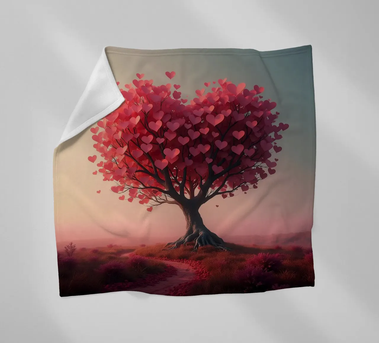 Albero con cuori_1 coperta in pile da Pink- und LoveArt by LK