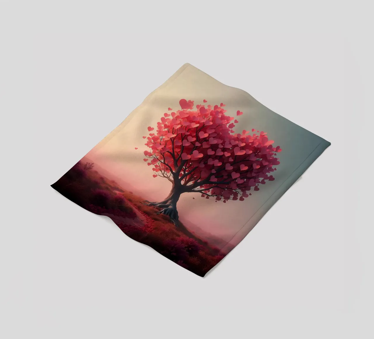 Albero con cuori_1 coperta in pile da Pink- und LoveArt by LK