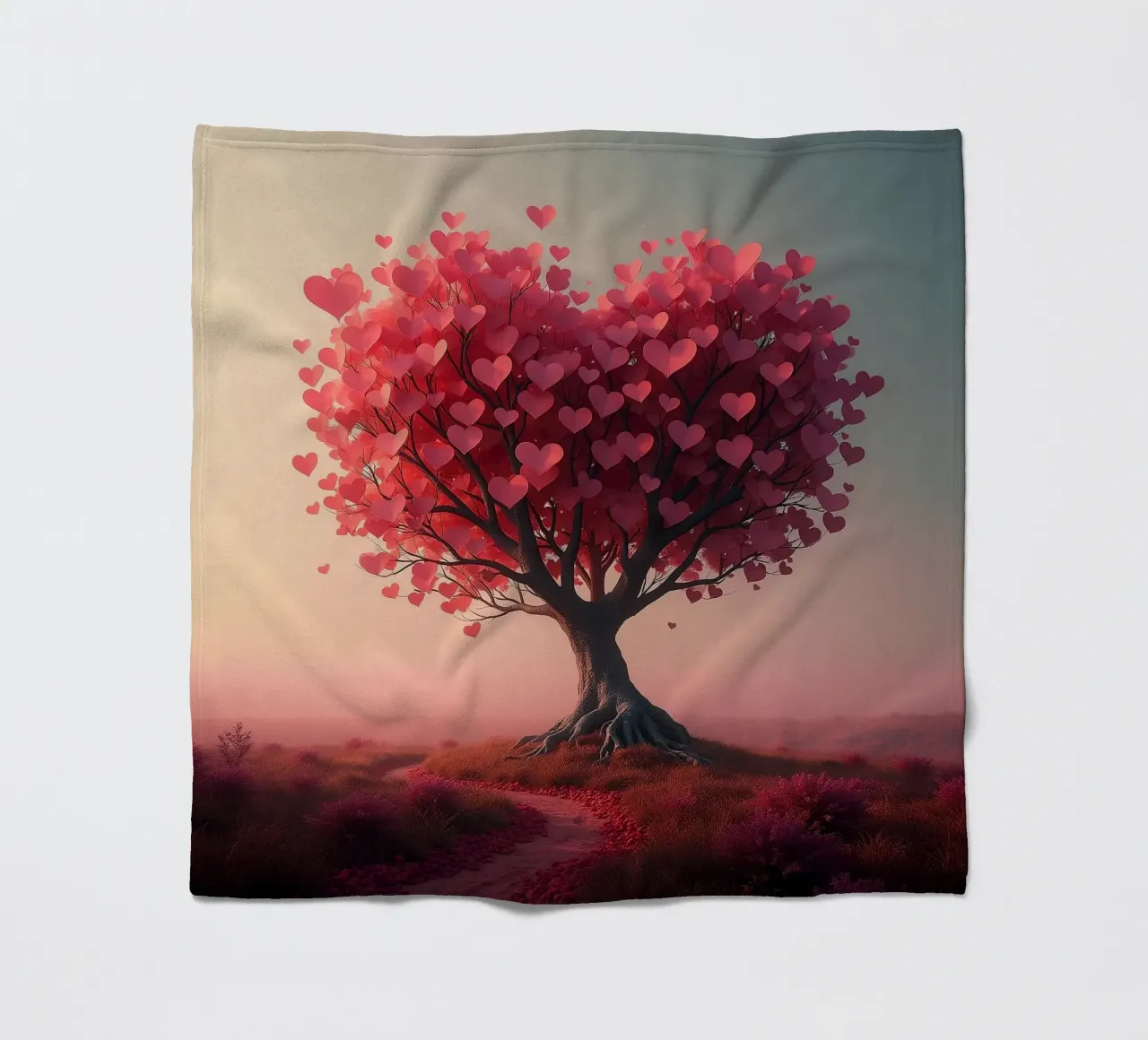 Albero con cuori_1 coperta in pile da Pink- und LoveArt by LK