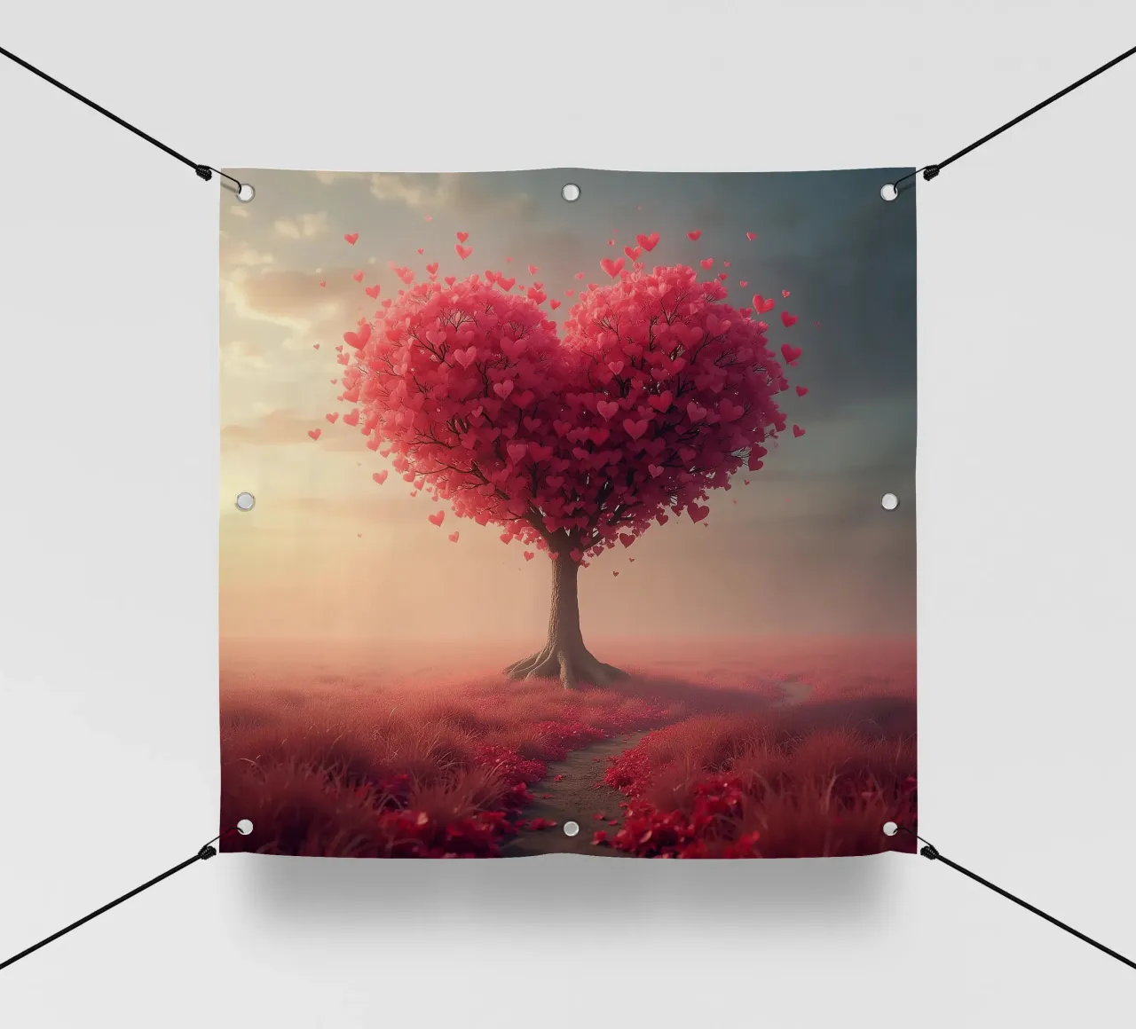 Albero con cuori_2 telo in pvc da Pink- und LoveArt by LK