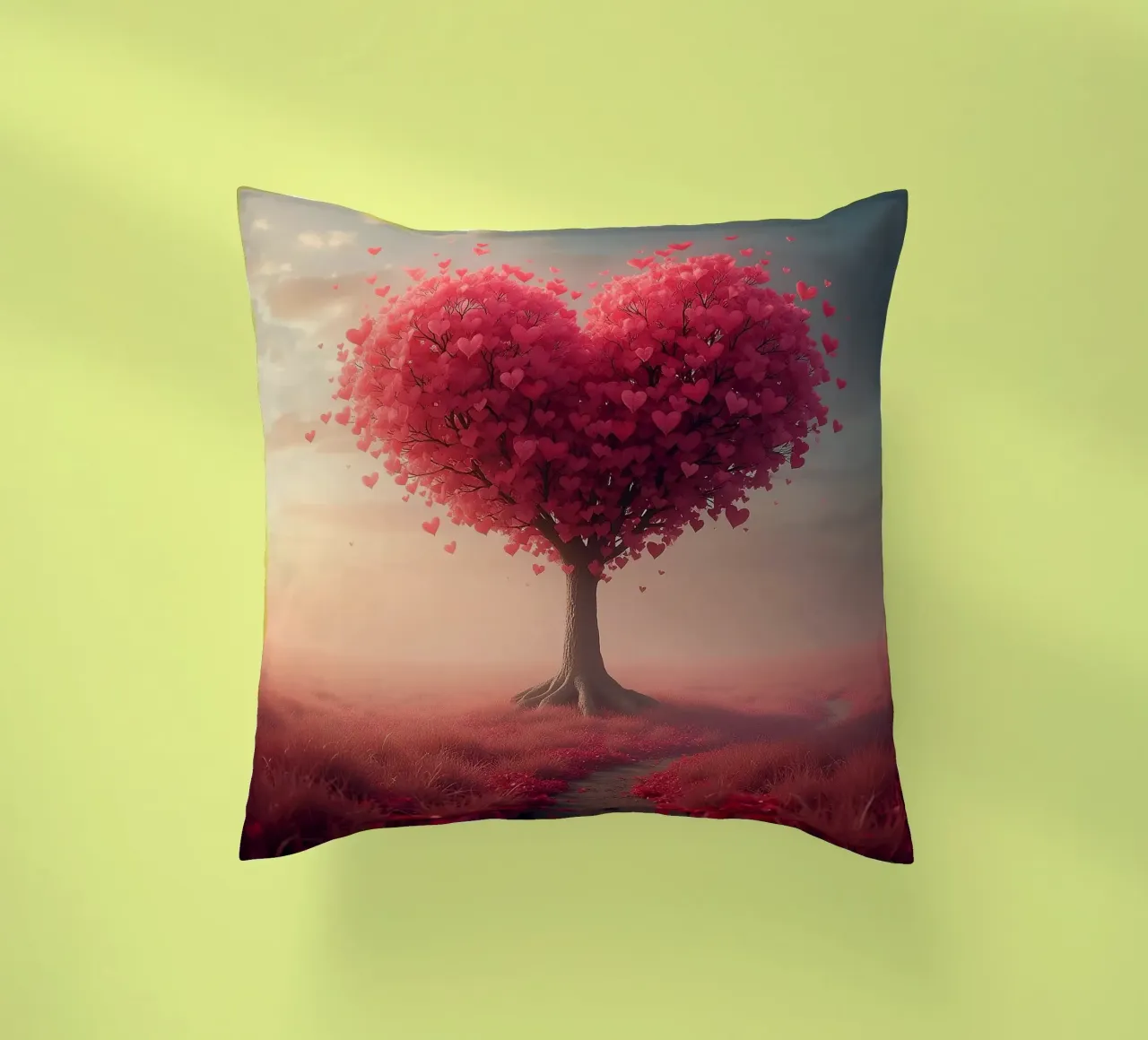 Albero con cuori_2 cuscino da Pink- und LoveArt by LK
