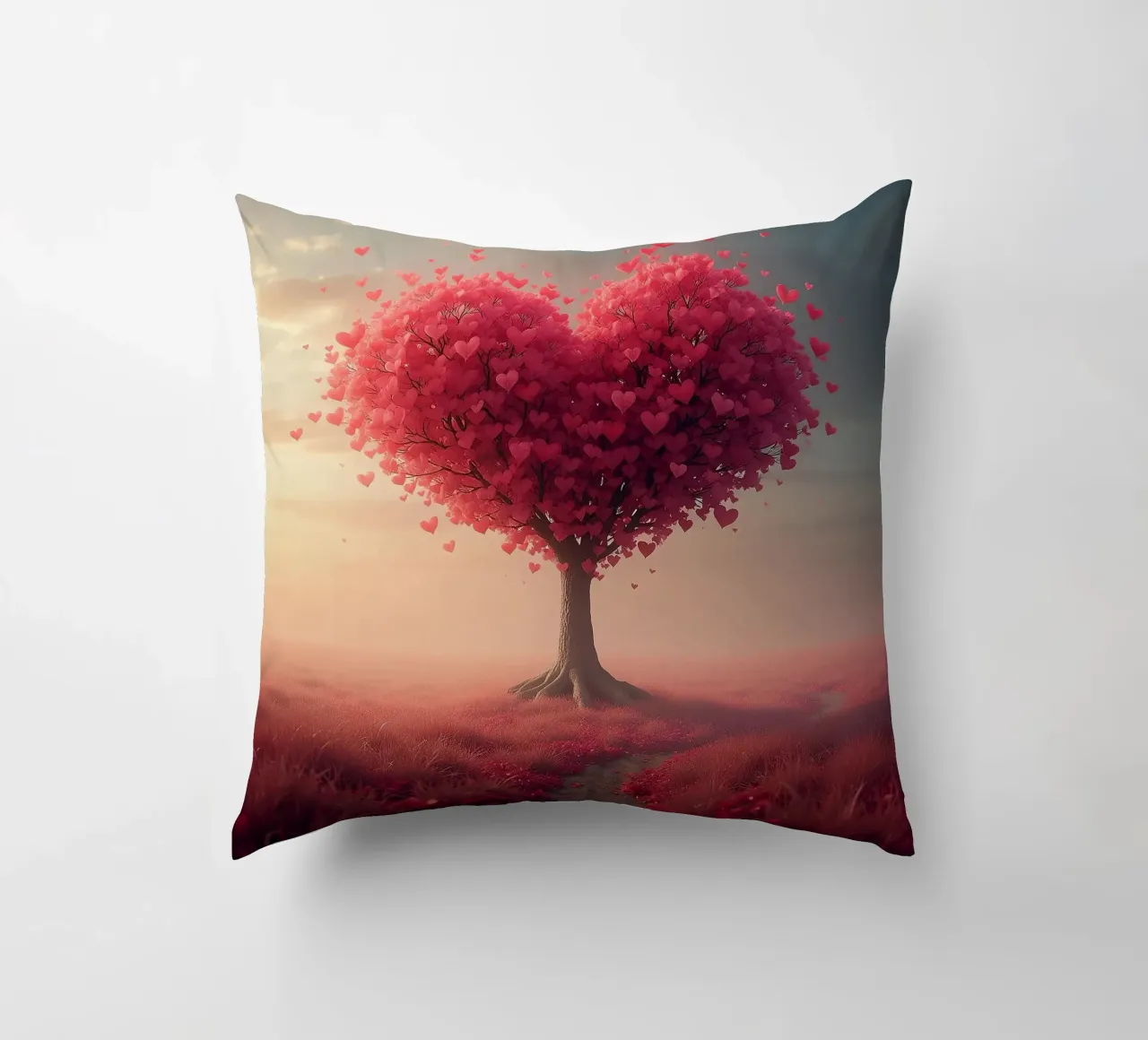 Albero con cuori_2 cuscino da Pink- und LoveArt by LK