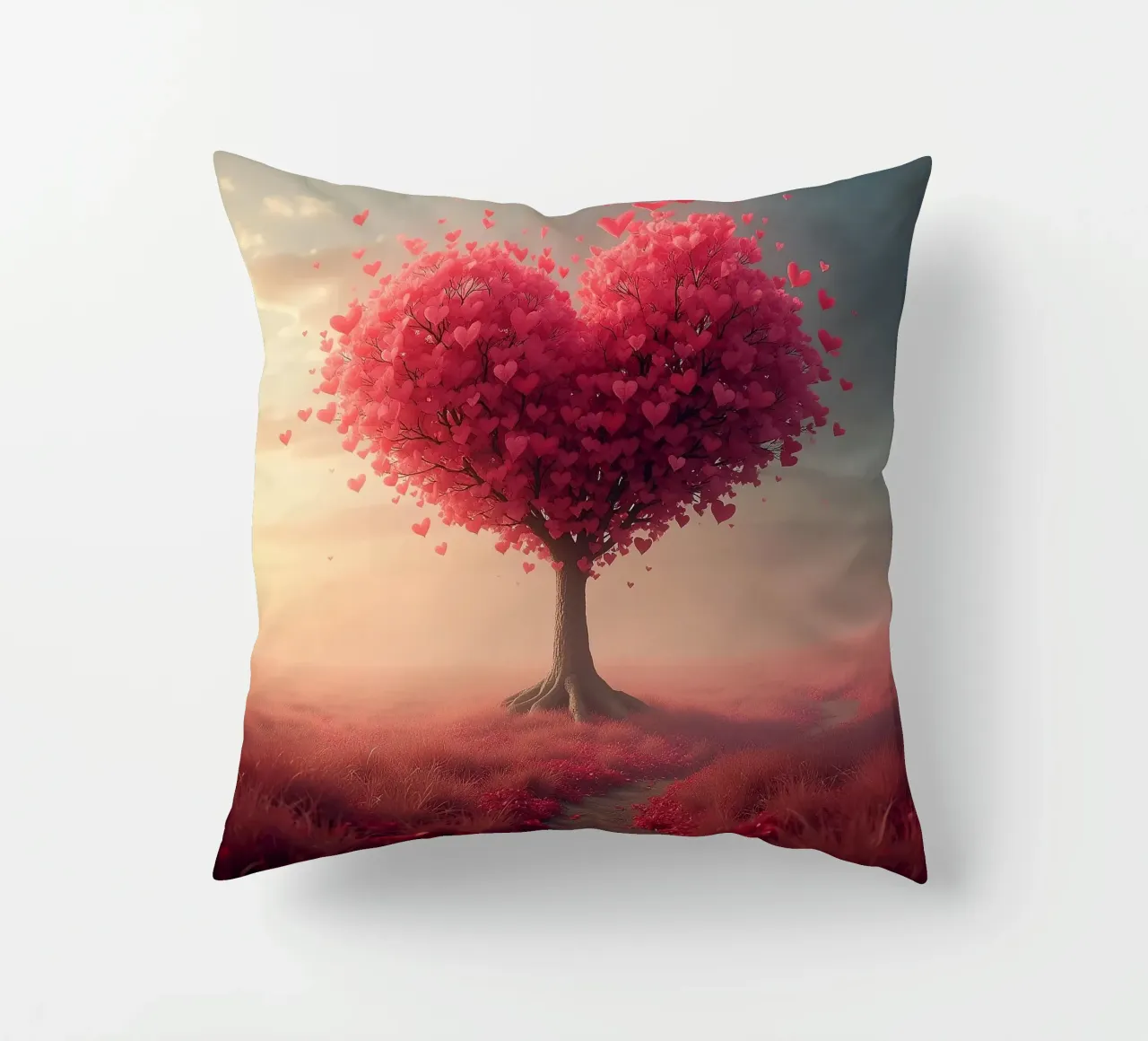 Albero con cuori_2 cuscino da Pink- und LoveArt by LK