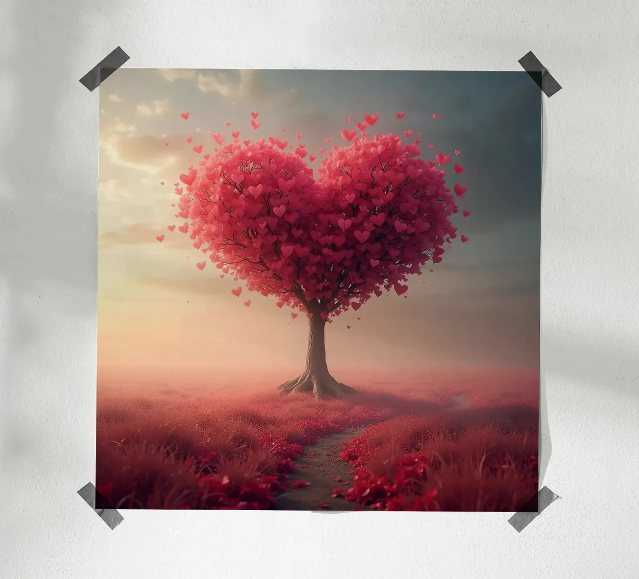 Albero con cuori_2 carta hahnemühle da Pink- und LoveArt by LK